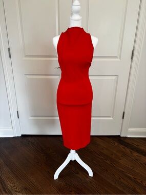 Aritzia Babaton Hot Red Fitted Midi